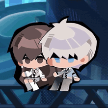 a boy and a girl are sitting next to each other on a fence