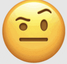 a yellow smiley face with a slight smirk on it