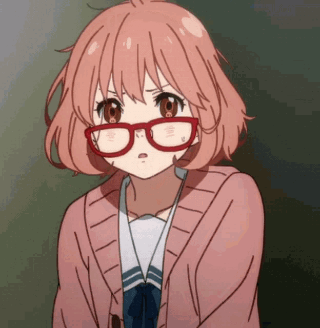 red glasses anime