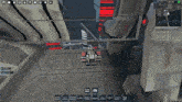 a screenshot of a video game shows a robot flying through a city .