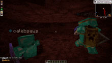 a screenshot of a minecraft game with the words calebsays and vanillaa at the top