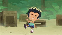 a cartoon of a boy wearing flip flops