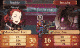 a screenshot of a video game with sophie asugi and invader
