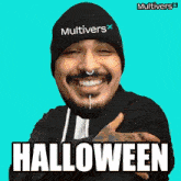 a man wearing a beanie that says multivers