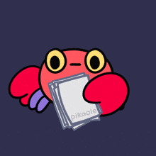 a cartoon drawing of a fish with papers coming out of its mouth