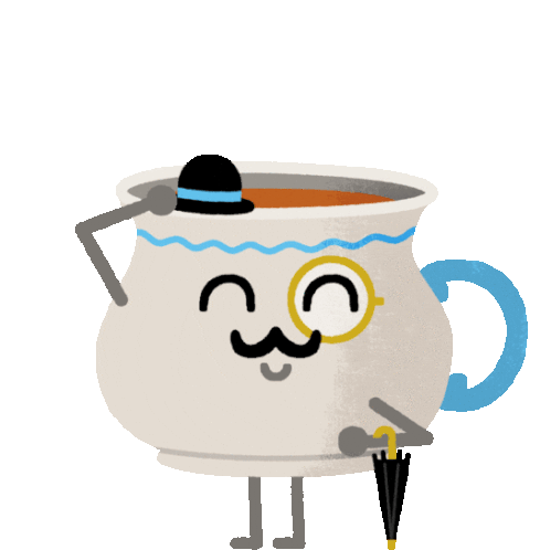 English Breakfast Tea Tips His Hat Sticker - Caffeine Rush Fine Dining Top Hat Stickers