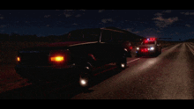 a dodge ram suv is stopped by a police car at night