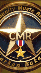 a medal with a star and the words cmr on it