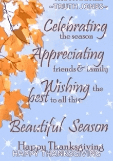 a greeting card for thanksgiving wishing the best to all this beautiful season