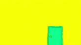 a drawing of a person with a red background and a green box