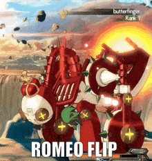 a video game character with the name romeo flip on the top