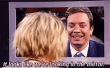 Jimmy Fallon Were Looking In The Mirror GIF - Jimmy Fallon Were Looking In The Mirror Jennifer Lawrence GIFs