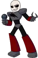 a cartoon drawing of a robot with a lightning bolt on his chest