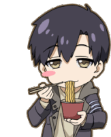 Ramen Eating Sticker - Ramen Eating Noodles Stickers