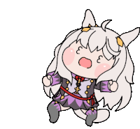 a cartoon drawing of a girl with long white hair and ears