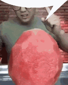 man eats watermelon fast