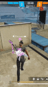 a person in a video game with the name krishna on their back
