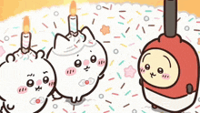 a cartoon drawing of a cake with candles on it