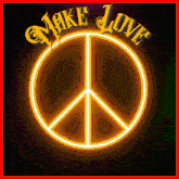 a peace sign with the words " make love " above it