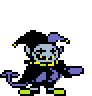 a pixel art drawing of a jester from undertale