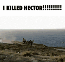 a picture of a horse drawn carriage with the words i killed hector below it