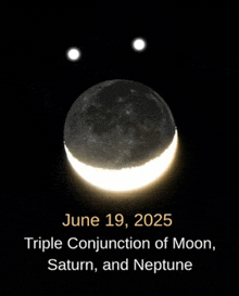 a poster showing a triple conjunction of moon saturn and neptune