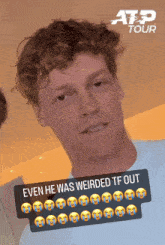 a picture of a man with a caption that says even he was weirded tf out