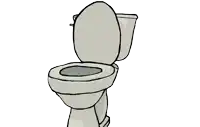 a cartoon cat is sitting in a toilet