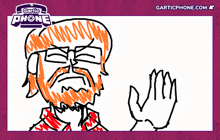 a drawing of a man screaming with garticphone.com in the upper right corner