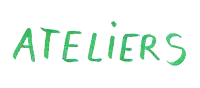 ateliers is written in pink on a white background