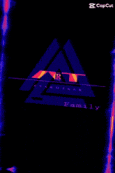 a black background with a blue triangle and the word family on it