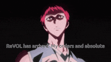 a man with red lightning coming out of his eyes and the words revol has arrived