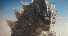 a close up of a monster with a blue sky in the background .