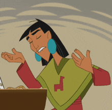 a cartoon character from the emperor 's new groove has a giraffe on his shirt