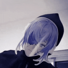 a person with a sticker on their face that looks like a anime character