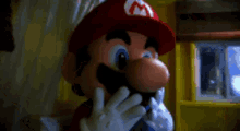 mario shocked hands on mouth shocked face mario shocked