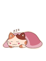 a cartoon cat is sleeping under a pink blanket with the letters zzz above its head
