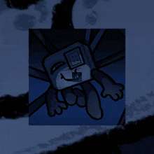 a pixel art drawing of a cube with a face