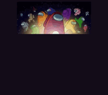 among us birthday party invitation with a bunch of among us characters on it