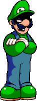 a cartoon drawing of a man wearing a green hat with the letter n on it