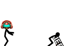 a stick figure wearing headphones is jumping in the air with the word jet behind him