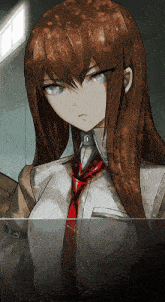 a drawing of a girl with long brown hair and blue eyes