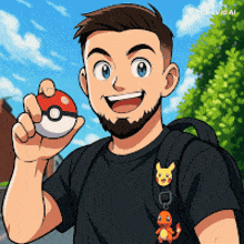 a cartoon of a man holding a pokeball