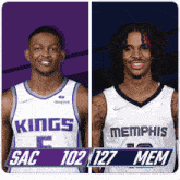 two basketball players from the kings and memphis are shown