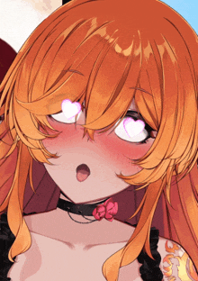 a close up of a girl with a heart shaped eye