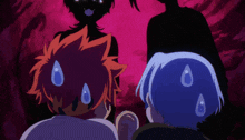 a group of anime characters with their mouths open