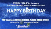 a blue background with the words happy birthday