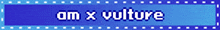 a blue sign that says om x vulture in white letters