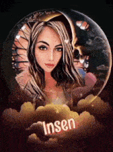 a picture of a woman in a sphere with the name insen on it