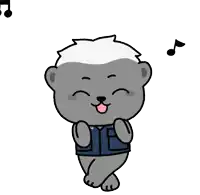 a cartoon drawing of a bear wearing a vest that says ' police ' on it